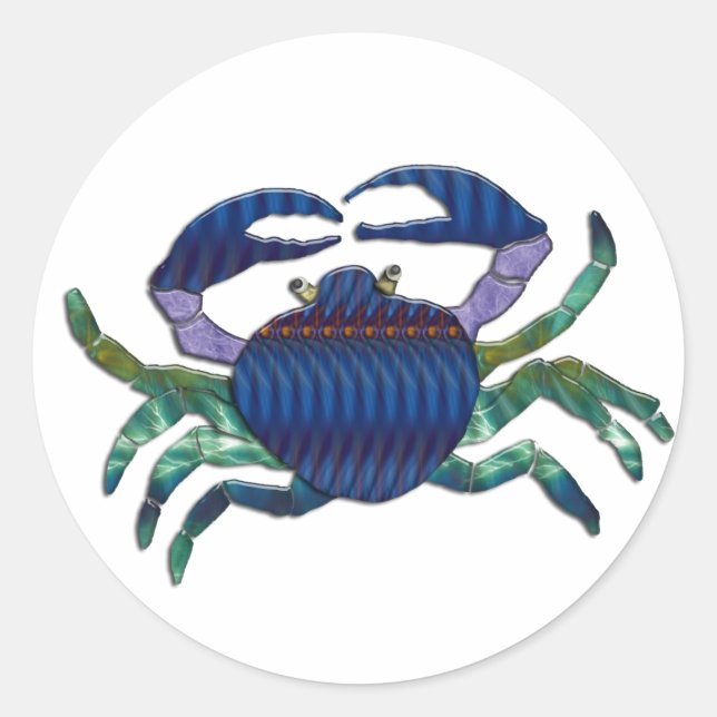 Enameled Blue Crab Runder Aufkleber (Vorderseite)