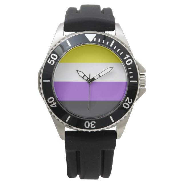 Enby-Flag (nicht binärer Stolz) Armbanduhr (Vorderseite)