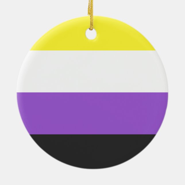 Enby-Flag (nicht binärer Stolz) Keramik Ornament (Hinten)