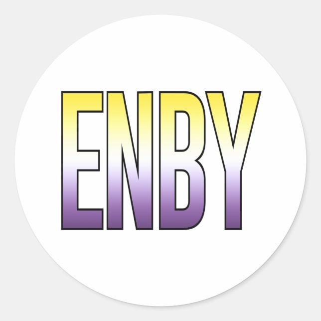 ENBY - Nichtbinär Runder Aufkleber (Vorderseite)