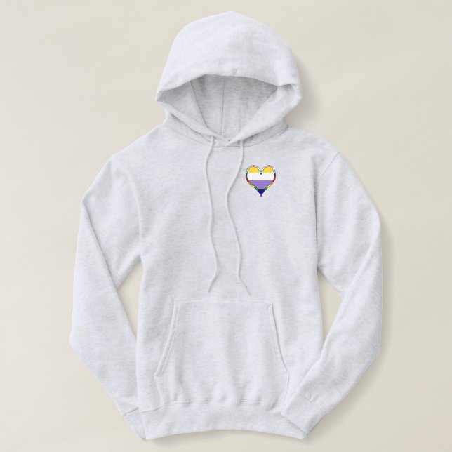 Enby Pride Heart Hoodie (Design vorne)