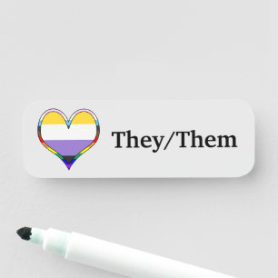Enby Pride Heart Namensschild