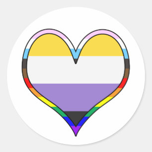 Enby Pride Heart Runder Aufkleber