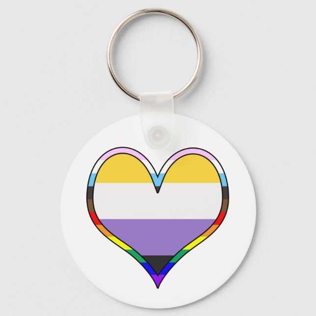 Enby Pride Heart Schlüsselanhänger (Vorderseite)