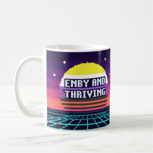 Enby Und Aufblühendes Nichtbinäres Stolz Pixel Tas Kaffeetasse
