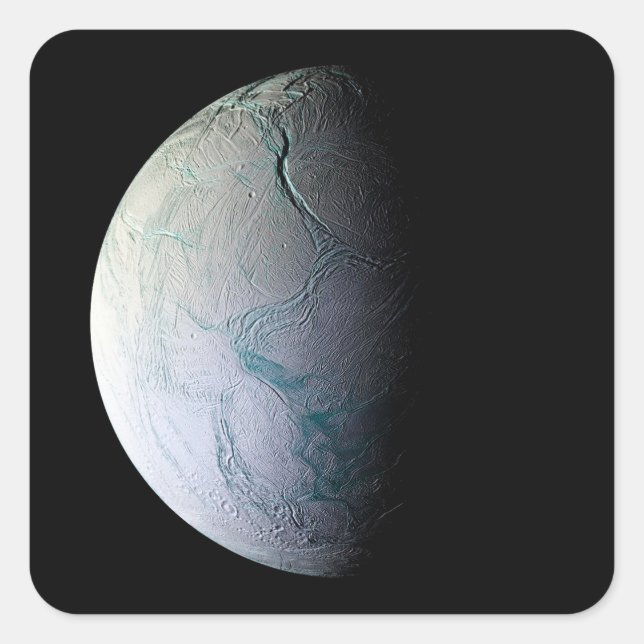 Enceladus moon Saturn Astronomie Universum Telesko Quadratischer Aufkleber (Vorderseite)