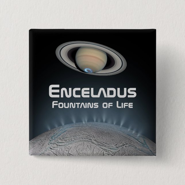 Enceladus Saturn Mondbrunnen Button (Vorderseite)