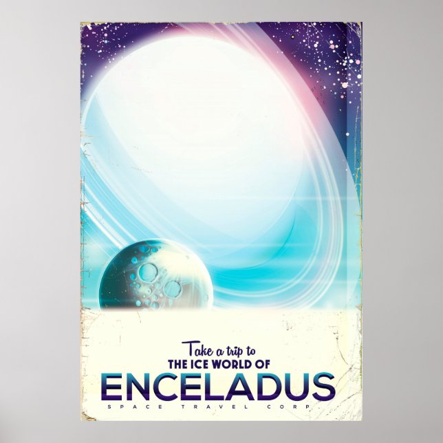 Enceladus Space Reise Vintage Poster (Vorne)