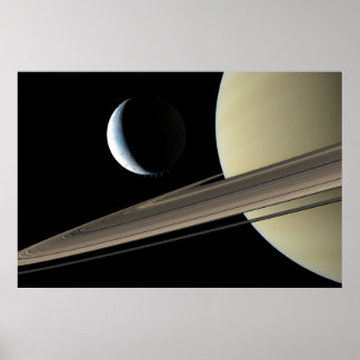 Enceladus und Saturn Poster