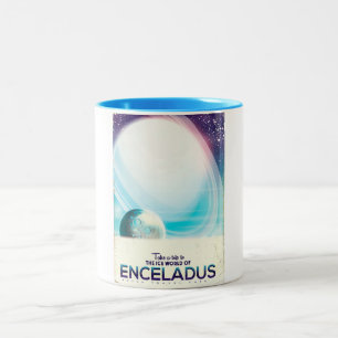 Enceladus Weltraum-Reise Vintage Poster Zweifarbige Tasse