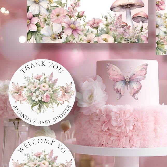 Enchangerie Fairy Floral Danke Baby Girl Dusche Runder Aufkleber (Von Creator hochgeladen)