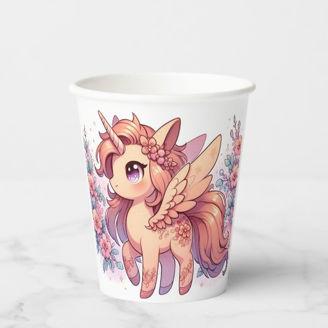 Enchangesehene Majestic Unicorn Kinderdusche Pappbecher (Vorderseite)