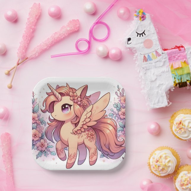 Enchangesehene Majestic Unicorn Kinderdusche Pappteller (Party)