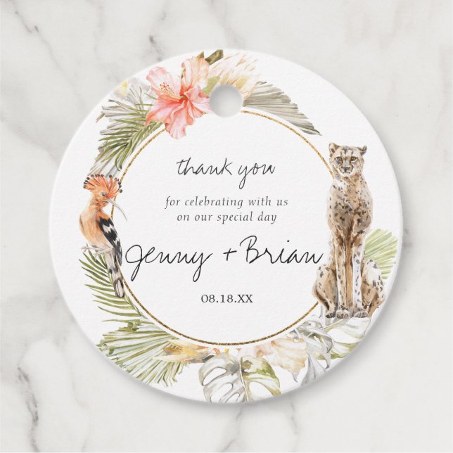 Enchanted African Safari | Hochzeit Danke Geschenkanhänger (Vorderseite)