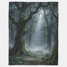 Enchanted Ancient Forest | Misty Woodland Sunlight Fleecedecke