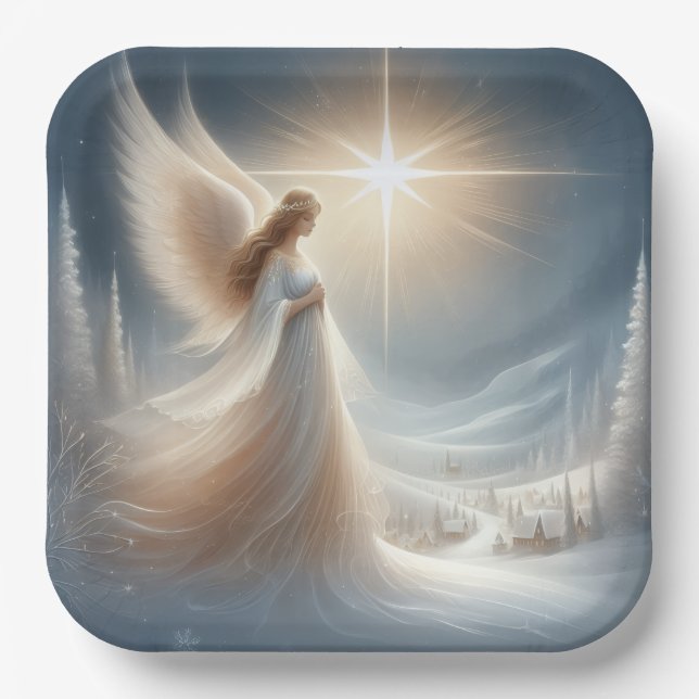 Enchanted Angel Christmas Party Plates  Pappteller (Vorderseite)