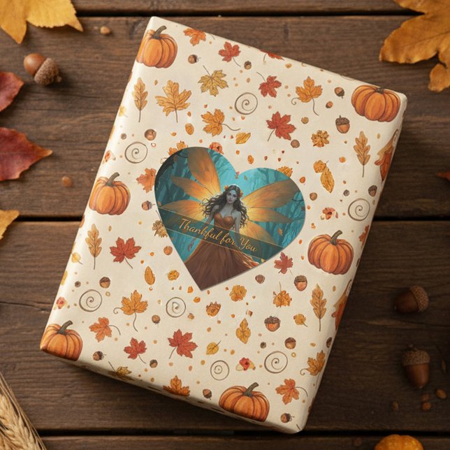 Enchanted Autumn Fairy Thanksgiving Fantasy Art Herz-Aufkleber (Von Creator hochgeladen)