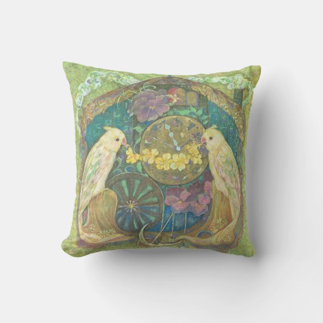 Enchanted Bird & Flower Clock Cushion - Delightful Kissen (Vorderseite)