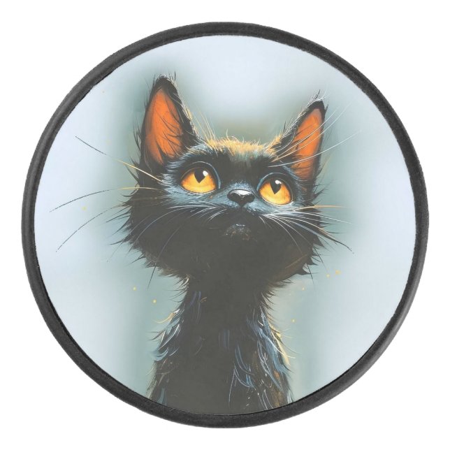 Enchanted Black Cat Eishockey Puck (Vorderseite)