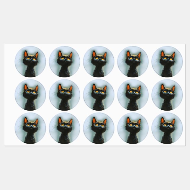 Enchanted Black Cat Etiketten (Blatt)