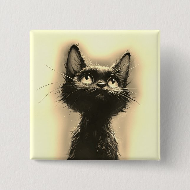 Enchanted Black Cat Golden Button (Vorderseite)