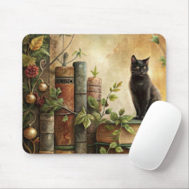 Enchanted Black Cat Library Mousepad