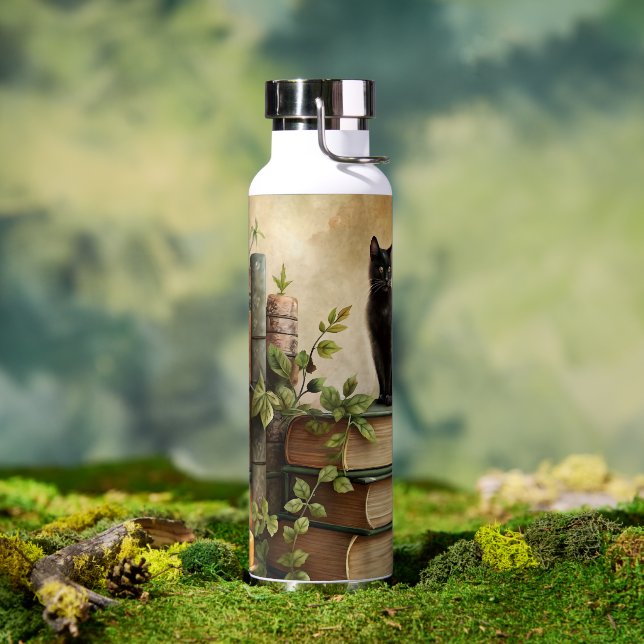 Enchanted Black Cat Library Trinkflasche (Außenbereich)