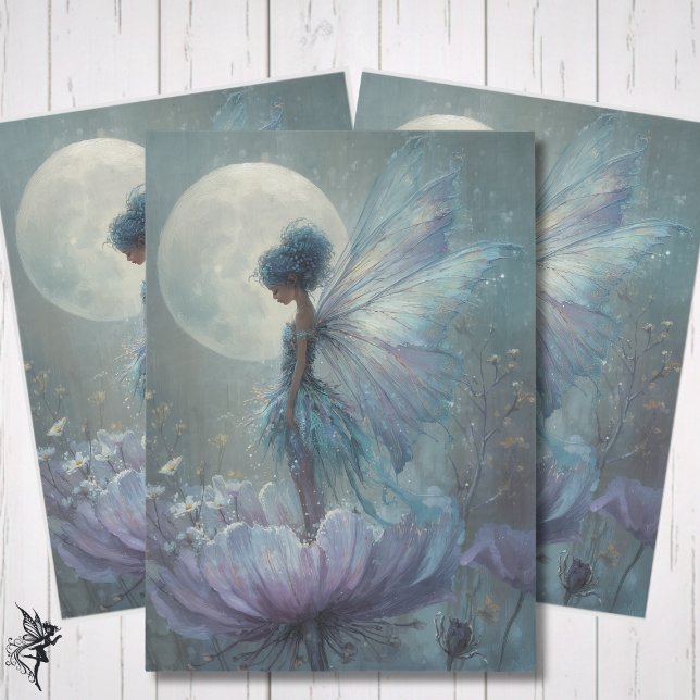 Enchanted Blue Fairy Watercolor Fantasy Decoupage Seidenpapier (Von Creator hochgeladen)