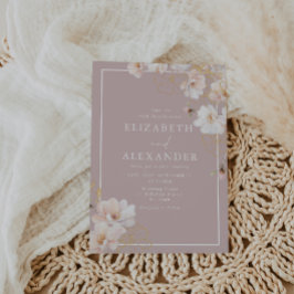 Enchanted Blush Wildflowers White Border Wedding Einladung