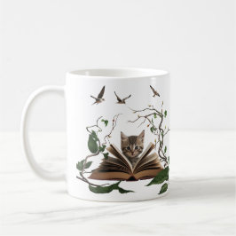 Enchanted Bookworm Kitten Coffee Mug  Kaffeetasse