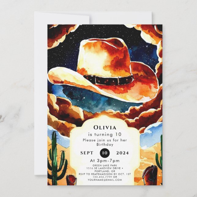 Enchanted Boots Cowboy Birthday Einladung (Vorderseite)