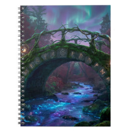 Enchanted bridge to mystical forest Northern Light Notizblock
