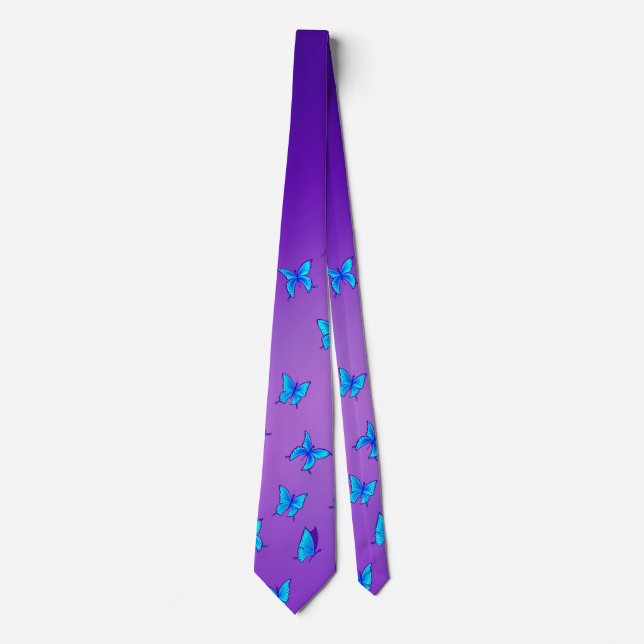 Enchanted Butterflies Dark Blue Neck Tie Krawatte (Vorderseite)