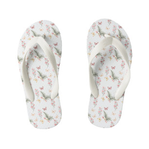 Enchanted Butterfly Garden Romantic Floral Pattern Kinderbadesandalen
