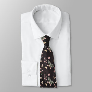 Enchanted Butterfly Garden Romantic Floral Pattern Krawatte