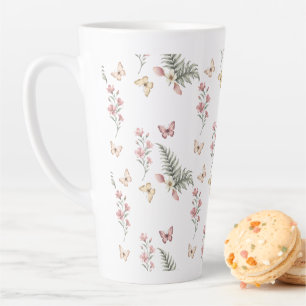 Enchanted Butterfly Garden Romantic Floral Pattern Milchtasse