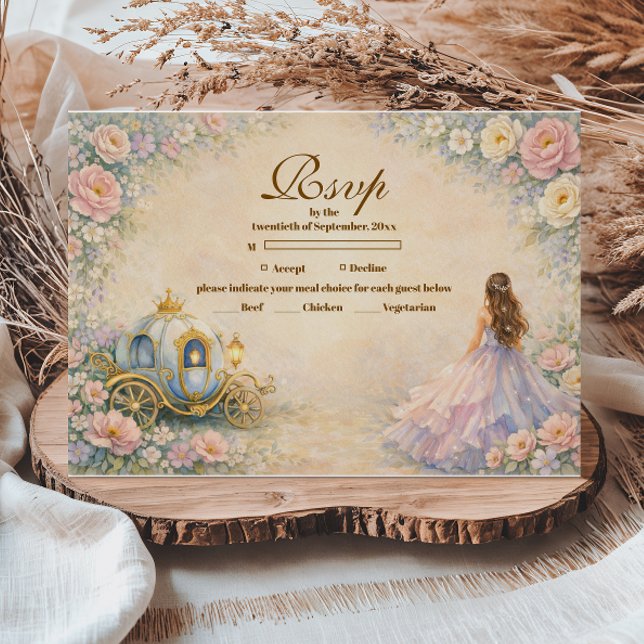 Enchanted Carriage Fairytale Quinceañera RSVP Karte (Von Creator hochgeladen)