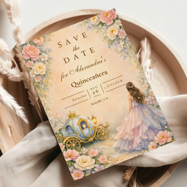 Enchanted Carriage Fairytale Quinceañera Save The Date (Von Creator hochgeladen)