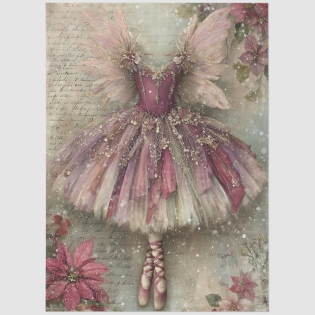 Enchanted Christmas Fairy Ballerina Art Decoupage Seidenpapier (Vorderseite)