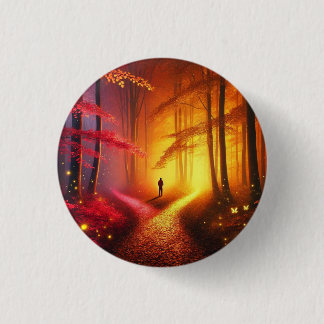 Enchanted Crossroads – Vibrant Autumn Forest Art P Button