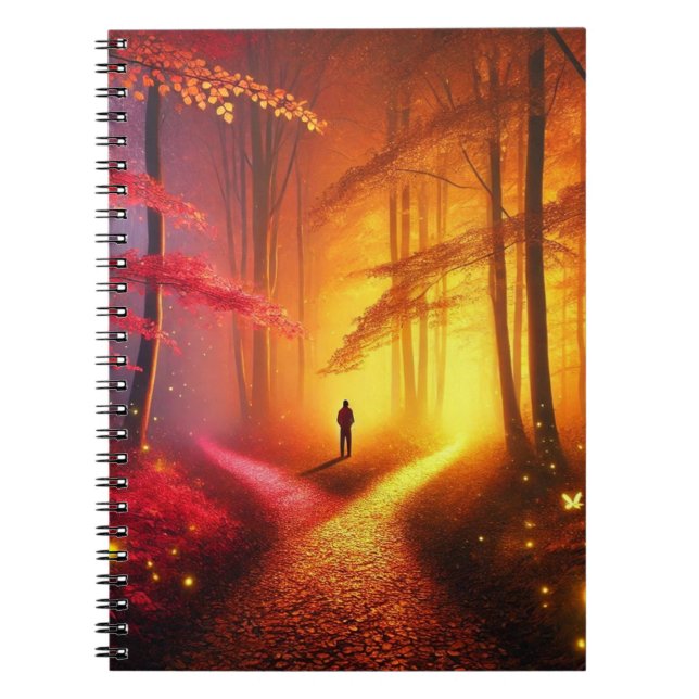 Enchanted Crossroads – Vibrant Autumn Forest Art P Notizblock (Vorderseite)
