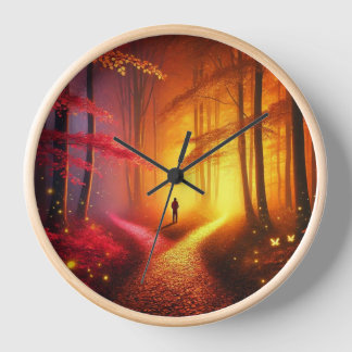 Enchanted Crossroads – Vibrant Autumn Forest Art P Uhr