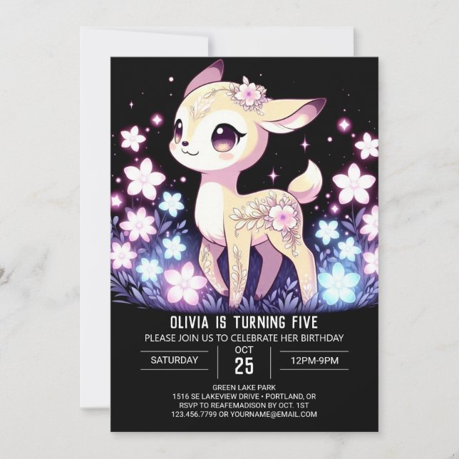 Enchanted Deer Digital Geburtstag Einladung (Vorderseite)