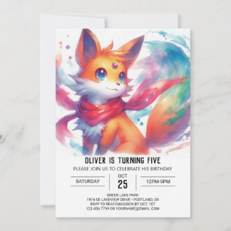 Enchanted Digital Fox Geburtstag Einladung