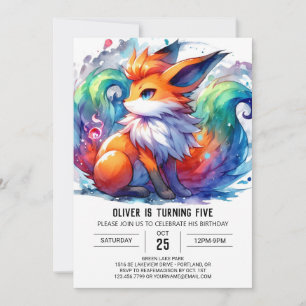 Enchanted Digital Fox Geburtstag Einladung