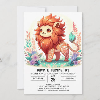 Enchanted Digital Lion Birthday Einladung