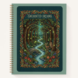 Enchanted Dreams Embroidered Mystical Forest  Notizbuch
