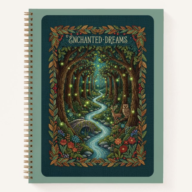 Enchanted Dreams Embroidered Mystical Forest  Notizbuch (Vorderseite)