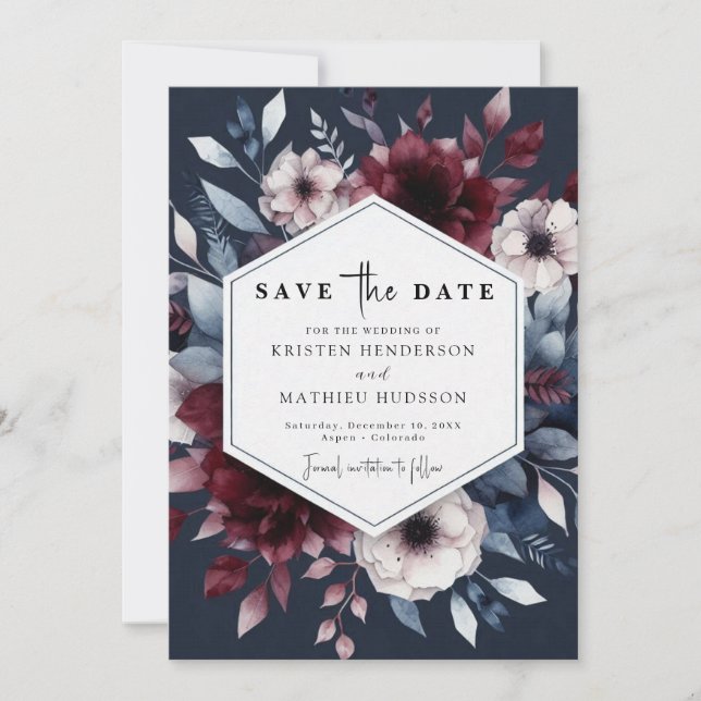 Enchanted Editable Burgundy Save The Date (Vorderseite)