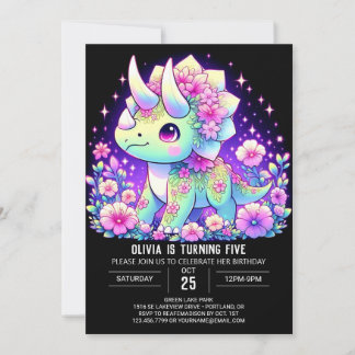 Enchanted Editable Dinosaur Digital Geburtstag Einladung